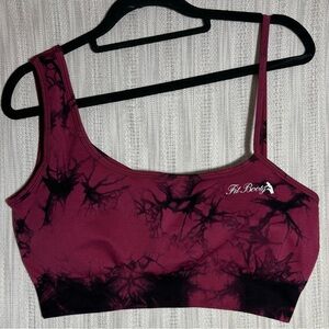 Burgundy and Black Tie-Dye Sports Bra
